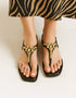 Zenvia Black T-Strap Sandals with Squarish Crystals – Essence by Rubina
